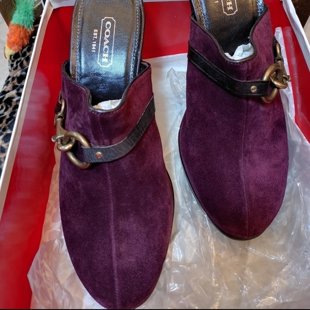 NEW COACH KARSEN SUEDE PLATFORM HEELS SHOES MULES SIZE 11